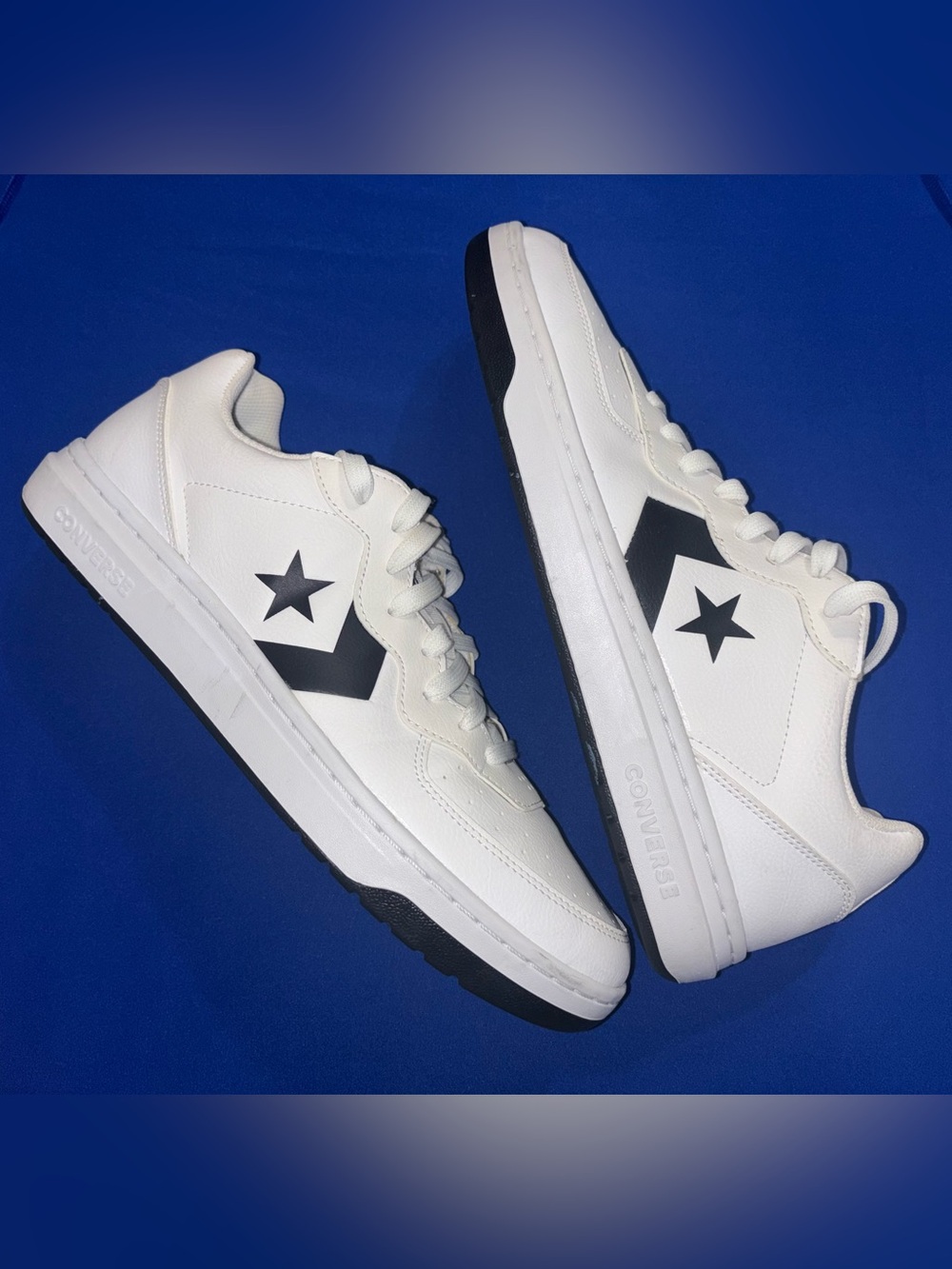 Converse White Low-Top Sneakers with Black Star Chevron